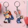 Nuevo Producto Plano Zootopia Periférico Oficial de Policía Judy Nick Lindo Llavero de Acrílico Regalo para Pareja