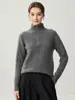 Suéter de cashmere grosso de sete agulhas para mulheres, com zíper parcial, gola alta, manga longa, pulôver, cor sólida, trança, malha solta