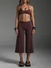 Conjunto de Roupa Esportiva Fitness com Sutiã Tomara-que-caia Cruzado para Yoga, Corrida, Secagem Rápida, Cropped e Calça de Perna Larga