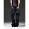 Jeans jeans estampado moderno para homens, calças compridas casuais retas largas, simples e versátil, calças vintage lavadas de nicho