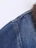 Popular Internacional Aliexpress Zr Roupa Feminina Exportação Roupa Feminina Atacado Outono Reversível Jeans com Pele Sintética Jaqueta