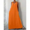 Vestido casual sin mangas de color liso talla grande, superventas transfronterizo europeo y americano de Amazon, verano 2025, con bolsillos laterales