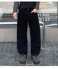 Novos jeans masculinos pretos de outono, estilo americano moderno, corte solto, versáteis, estilo japonês, com pregas, design de nicho, perna reta