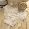 Pantaletas triangulares sin costuras de seda helada para niñas con ribete de encaje, transpirables y cómodas, de cintura media, estilo puro y seductor