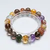[Camino Curvo al Abismo] Pulsera de Cristal Blanco Natural para Mujer Más Fácil de Combinar Citrino Oro Negro Super Siete Cristal de Cabello Verde Pulsera al por Mayor