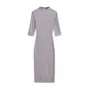 Vestido de Punto de Manga Media Estilo Francés para Mujer, Temperamento, Favorecedor de la Figura, Cintura Ceñida, Ajustado a la Cadera, Adelgazante, Para el Trabajo, Largo de Rodilla, Falda Midi
