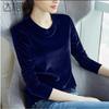 2021 novo outono e inverno veludo dourado com camiseta de manga comprida forrada de fleece camiseta plus size top moda
