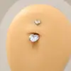Comercio electrónico transfronterizo europeo y americano más vendido aro para ombligo incrustado con circonita aro para ombligo con rosca interna circonita redonda con forma de corazón joyería para perforación