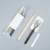 Cuchara Americana Desechable y Palillos Juego de Cuatro Piezas Paquete de Comida para Llevar Bibimbap Comida Ligera Cuchara Endurecida Rica Servilleta de Papel Palillo