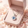 Collar de Corazón y Rosa Directo de Fábrica para Mujer, Corazón y Rosa Incrustados con Diamantes de Lujo Ligero, Regalo de San Valentín, Cadena para Clavícula