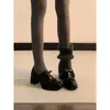 Sapatos de Couro Femininos com Solado Grosso e Forro de Lã 2025 Outono e Inverno Novo Estilo Sapatos Quentes de Pelo com Salto Grosso Mocassins