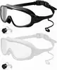 Gafas de Natación para Adultos con Tapones Integrados, Montura Grande, Antiempañantes, Alta Definición, Unisex, Stock de Fabricante, Campo de Visión Amplio, Fábrica de Gafas de Natación