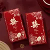 Sobre Rojo de Boda Peonía Rosa de Alto Grado Repujado Mil Yuanes Estampado en Caliente Carácter Alegre Bolsa de Sobre Rojo Regalo de Boda Bolsa de Sobre Rojo