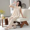 Pijama Chun Baifen para Mujer de Verano de Manga Corta y Shorts, Chaleco de Sensación Fresca, Algodón Tejido Fino de Nube, Conjunto de Ropa de Casa de Verano
