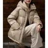 Chaqueta de plumón de ganso blanco con fill power 750+, estilo de longitud media de alta gama para mujer, abrigo de plumón de ganso engrosado de invierno Pinghu