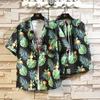 Verano 2025 Estilo Japonés Talla Grande Suelto Camisa Floral para Hombre Moderna Manga Corta Fresca Casual Conjunto de Dos Piezas