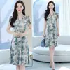 Vestido novo de verão para mães 2024, manga curta, chiffon, longo, para mulheres de 40, 50 anos, da moda, de meia-idade e idosas