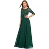 Novo Elegante Vestido de Noite Ultra-Longo com Lantejoulas, Gola Redonda, Manga Meia-Manga, Corte em A para Mulheres da Amazon 2026 Vestido de Banquete