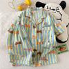 Fábrica de Origen Verano Nuevo Cárdigan Solapa Pijama de Niña Dulce Manga Corta Shorts Conjunto de Ropa para el Hogar de Mujer