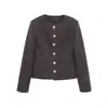 Roupas Femininas de Temperamento Transfronteiriço Europeu e Americano Moda Europeia e Americana Botões de Temperamento Transfronteiriço Gola Redonda Primavera e Outono Blazer de Botão Único