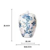 Novo Pote de Cerâmica Azul Pastel e Branco Pintado à Mão Estilo Chinês com Tampa, Vaso para Sala de Estar, Ornamento de Decoração para Casa, Porcelana