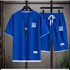 Traje Casual de Verano para Hombre 2023 Estilo Coreano Moda Deportiva Adolescente Estudiante Marca de Moda Estampado Conjunto de Dos Piezas