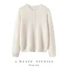 Cárdigan de cachemira 100% cepillado para mujer Otoño/Invierno Cuello redondo Botón de perla Suave y liso Tejido Prendas de abrigo Suéter suelto
