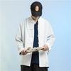 Camisa de Algodón y Lino Vintage Antigua de Estilo Chino con Cuello Vertical de Manga Larga Holgada Camisa de Moda para Hombre Talla Grande de Estilo Chino con Hebilla