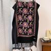 Otoño e Invierno Planta Flor Hilado Core-spun Borla Bufanda Chal Cálido Bordado Cachemira Estilo Étnico Vintage para Mujer