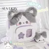 Mochila Trendy de Filhote Fofo Explosivo Grande Capacidade Menina Cartoon Macia Fofa Doce Alto Valor Facial Mochila de Pelúcia
