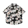 Camisa floral barroca vintage plus size 150kg para homens, camisa de manga curta com folha de bordo para férias na praia havaiana