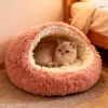 Canil Transfronteiriço, Canil Quente de Inverno para Cães Pequenos, Canil Semi-Fechado para Animais de Estimação, Tapete Redondo de Pelúcia para Animais de Estimação Atacado