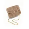 Bolso Cuadrado Pequeño Acolchado Bolso de Dama Moda de Exportación Bolso Bandolera con Cadena Bolso para Teléfono Móvil Bolso Dulce Peludo