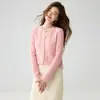 Cárdigan de Cashmere Tejido en Cable de Estilo Clásico, Nueva Colección Otoño/Invierno 2026, Cuello Redondo, Elegante Prendas de Abrigo de Un Solo Botón