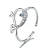 Anillo de Ballena Azul Diamantado para Mujer Estilo Ins Ballena Cayendo Hermosamente La Vida de la Ballena Te Tiene Anillo Ajustable para Dedo Índice