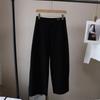 [Bizheng] Novo Outono e Inverno 2025 Estilo Coreano Simples Cintura Alta Efeito Emagrecedor Redutor de Idade Reto Lã Casual Calça para Mulheres 5357