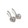 Moda europea y americana, llenos de diamantes, aretes de circonita cúbica en forma de corazón, aretes de lujo y alta gama para mujer, aretes más vendidos transfronterizos