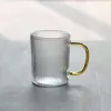 Copo de Água de Vidro Doméstico Simples com Padrão Vertical de Vidro de Borossilicato Alto Copo de Água de Vidro Listrado Resistente ao Calor Vidro Colorido Misturado com Alça