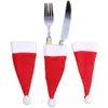 Nuevo Mini Gorro de Navidad Gorro de Navidad Set de Cubiertos para Restaurante Gorro para Botella de Vino Decoraciones Navideñas