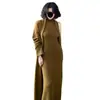 Vestido largo de punto francés, Vestido tipo chaleco sin mangas de cuello alto con abrigo, conjunto de dos piezas de cárdigan y vestido suéter