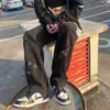 Jeans de calle moda verano hombre marca parche pantalones rectos hip hop callejero americano talla grande pierna ancha mopa pantalones largos