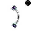 Piercing para Ceja F136 Titanio Barra Curva Doble Extremo Zircón Rosca Interna Joyería para Piercing Piercing de Ombligo Joyería de Aleación de Titanio Adorno para la Cabeza