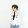 Camisa Blanca de Algodón Puro de Manga Larga Nueva 2026 para Niños Niños, Camisa de Primavera y Otoño para Niños Mayores, Cómoda, Versátil y Amigable con la Piel