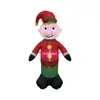 Elfo de Chapéu Inflável em Pé de Natal com Luzes Coloridas e Decorações Brilhantes, Novo Modelo Inflável de Natal