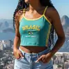 2024 Estética Bordada con Letras Brasileñas Estética Retro Top Verano Camiseta Patrón Bordado Manga Corta traje Verano