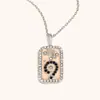 Moda Clásica Versátil Transfronteriza Europea y Americana Colgante Acero Inoxidable Chapado en 18K Goteo de Aceite Diamante Completo Constelación Cuadrado Colorido Collar