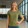 2025 Ombro Direito Gola Redonda 100% Algodão Manga Curta Camiseta Feminina Cintura Emagrecedora Aparência Verão Top Design Estampa