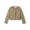 ShengduDesconto por Tempo Limitado Elegante Francês Retalhos Couro Casual Temperamento Commute Jaqueta Estilo Pequeno Chanel Feminina