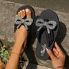 Sandalias y zapatillas de talla grande de comercio exterior para mujer, primavera 2024, nuevas sandalias de cuña con lazo de diamantes de imitación de estilo romano, suela gruesa y antideslizantes