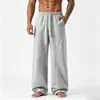 Calça de moletom masculina europeia e americana, transfronteiriça da Amazon, tendência primavera e outono, corte reto solto com efeito de caimento, calça esportiva casual de perna larga